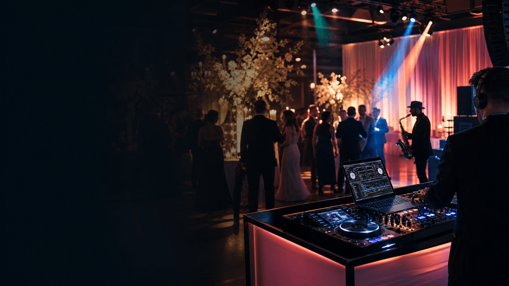 Wedding reception DJ booth